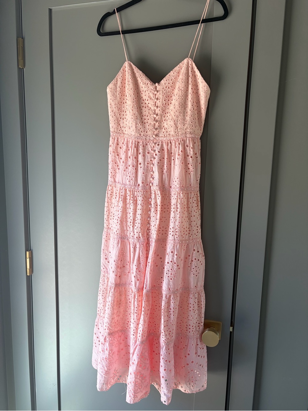 Alice + Olivia Light Pink Eyelet Maxi Dress